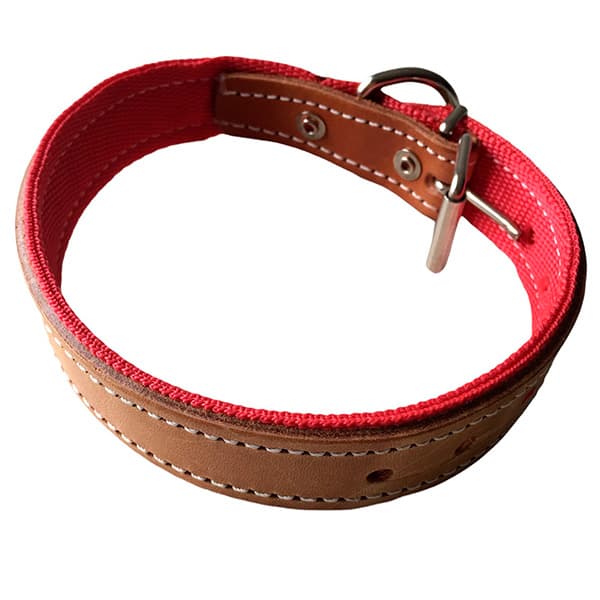 Collar de Cuero y Nylon Rojo / Patacho - astorpet